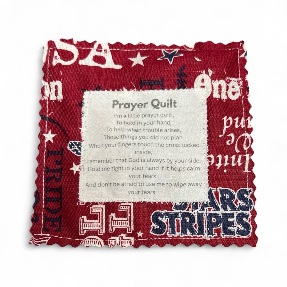 Hand Crafted Prayer Quilt Set of 2 with Uplifting Prayer and Wooden Cross Inside - Picture 13 of 15